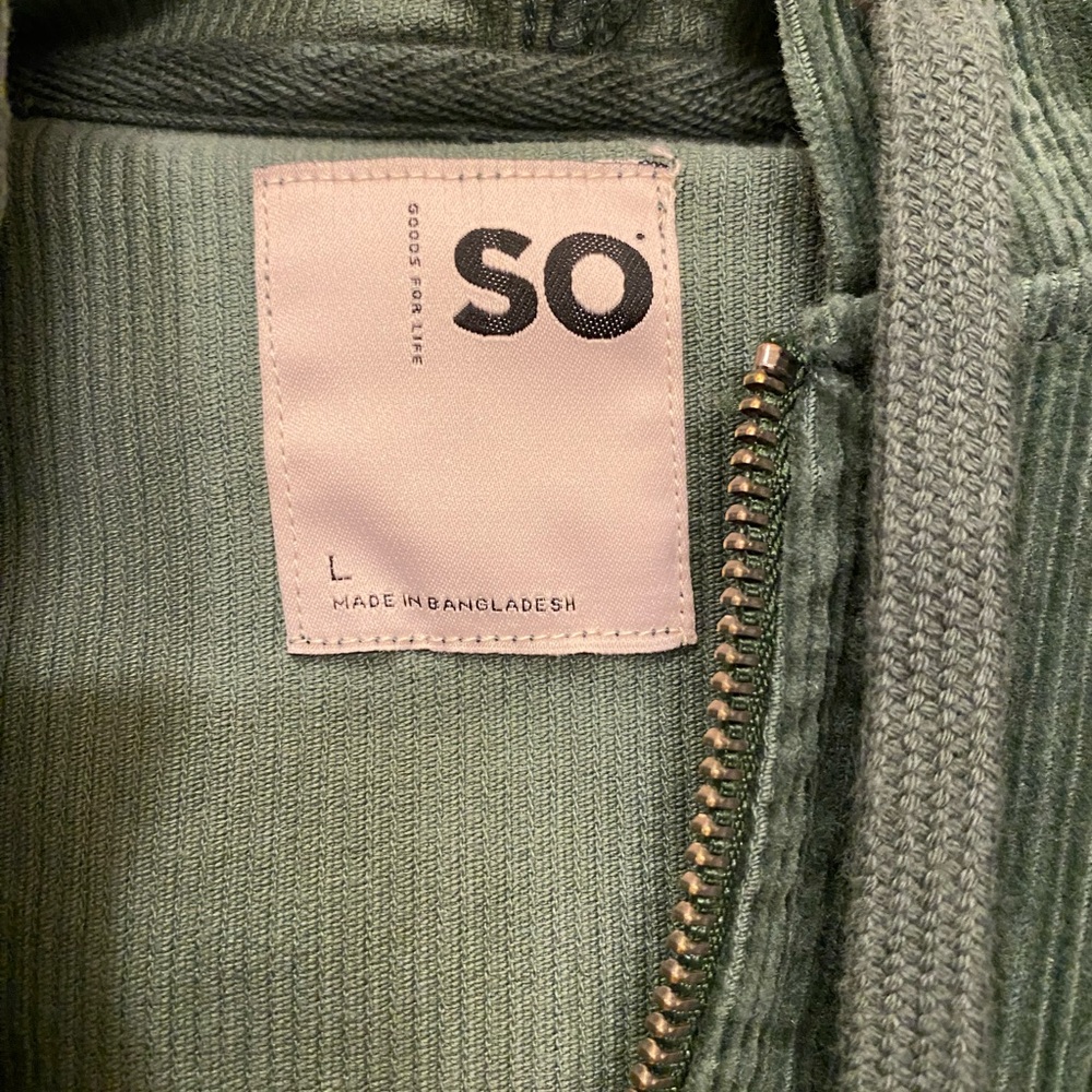 NWOT green corduroy jacket with pockets and hoodie - Picture 5 of 6